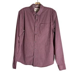 Hollister Stretch Long Sleeve Men's Button Down Checked Shirt in Maroon. Size L